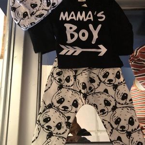 Infant 3-6 months Panda three piece outfit